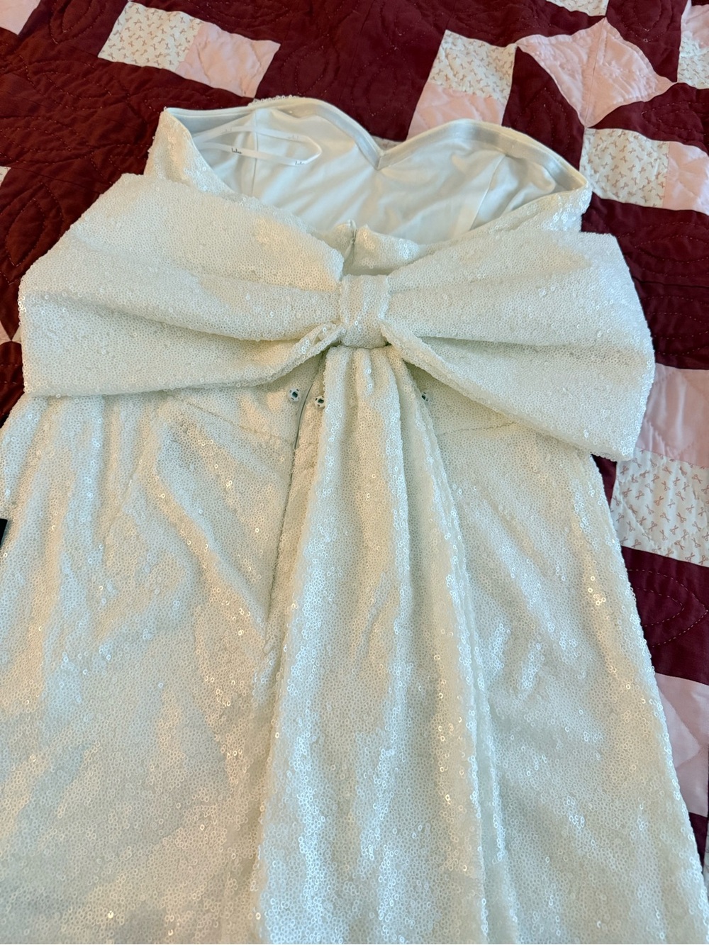 White Sequin strapless Romper Dress - Women - Picture 9 of 10